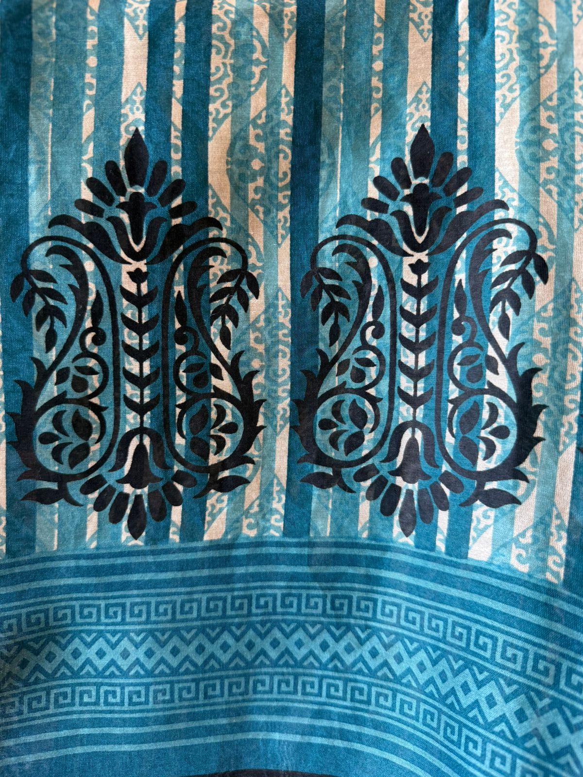 Teal & Black Contemporary block Printed Suit