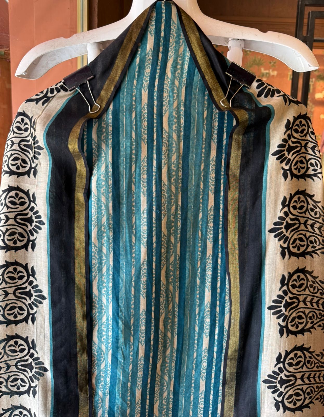 Teal & Black Contemporary block Printed Suit