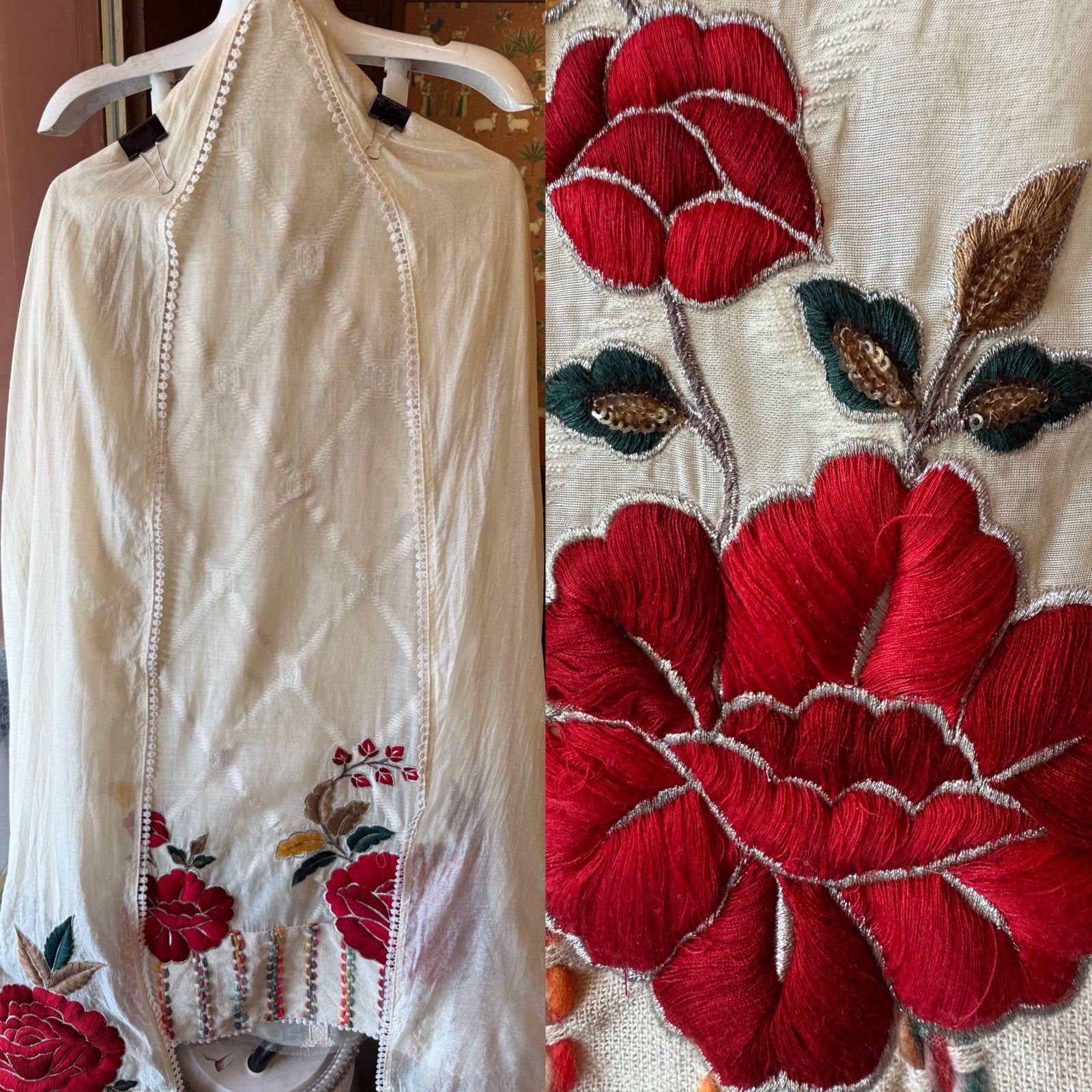 Ivory ROSE Embroidered Suit