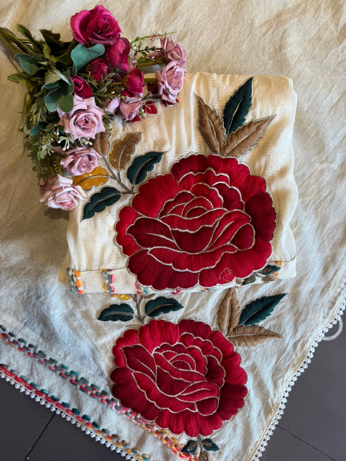 Ivory ROSE Embroidered Suit
