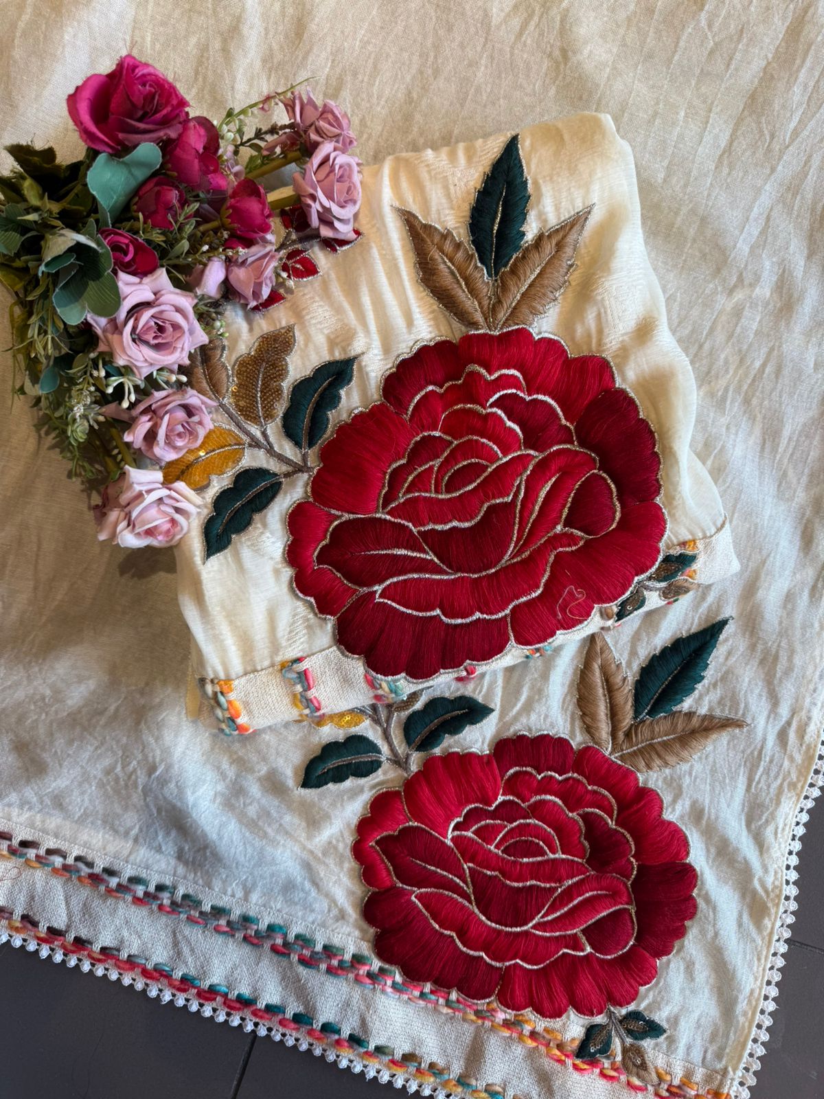 Ivory ROSE Embroidered Suit