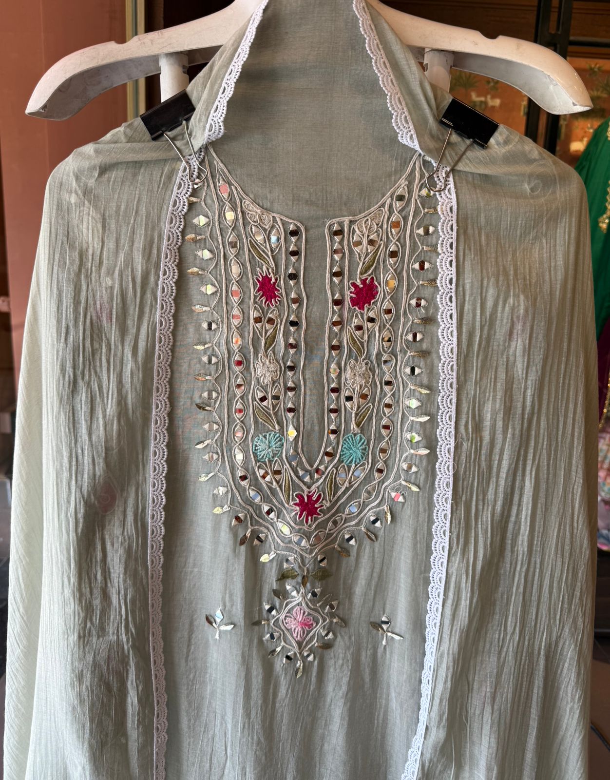 Mirror & Dori embroidered  Pastel Elegannt Suit