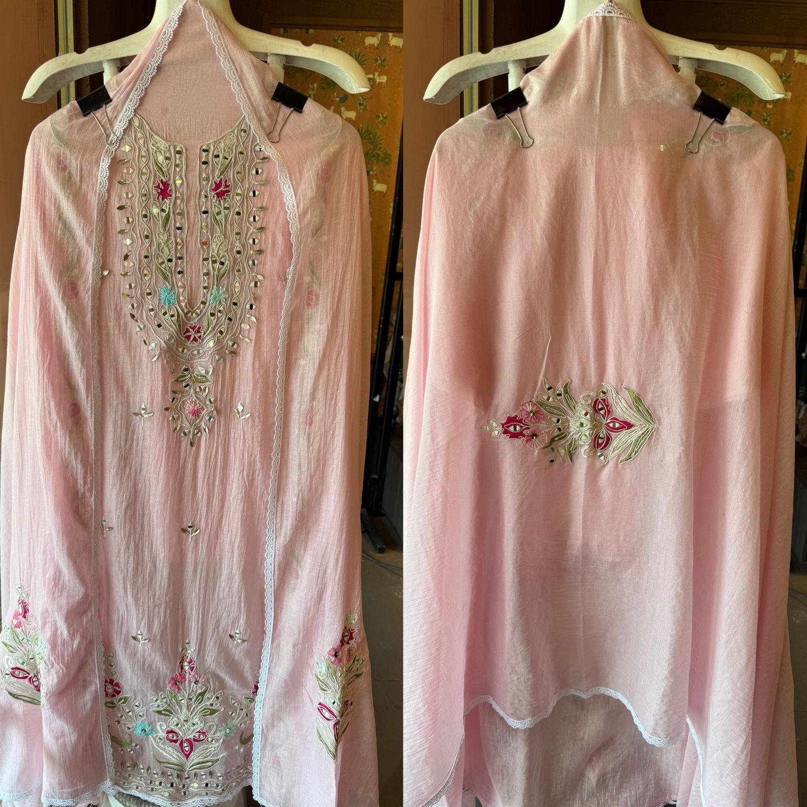 Mirror & Dori embroidered  Pastel Elegannt Suit