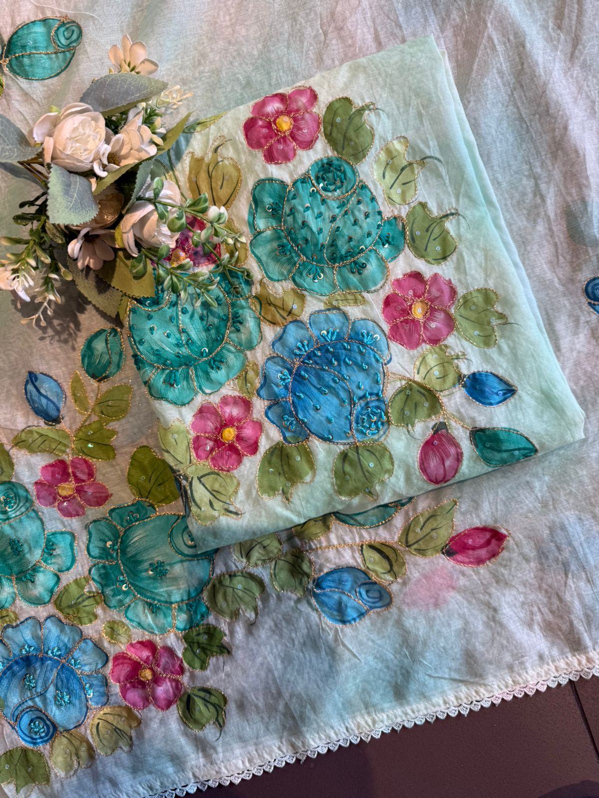 Pastel Hand brush Painted Floral Suit Set