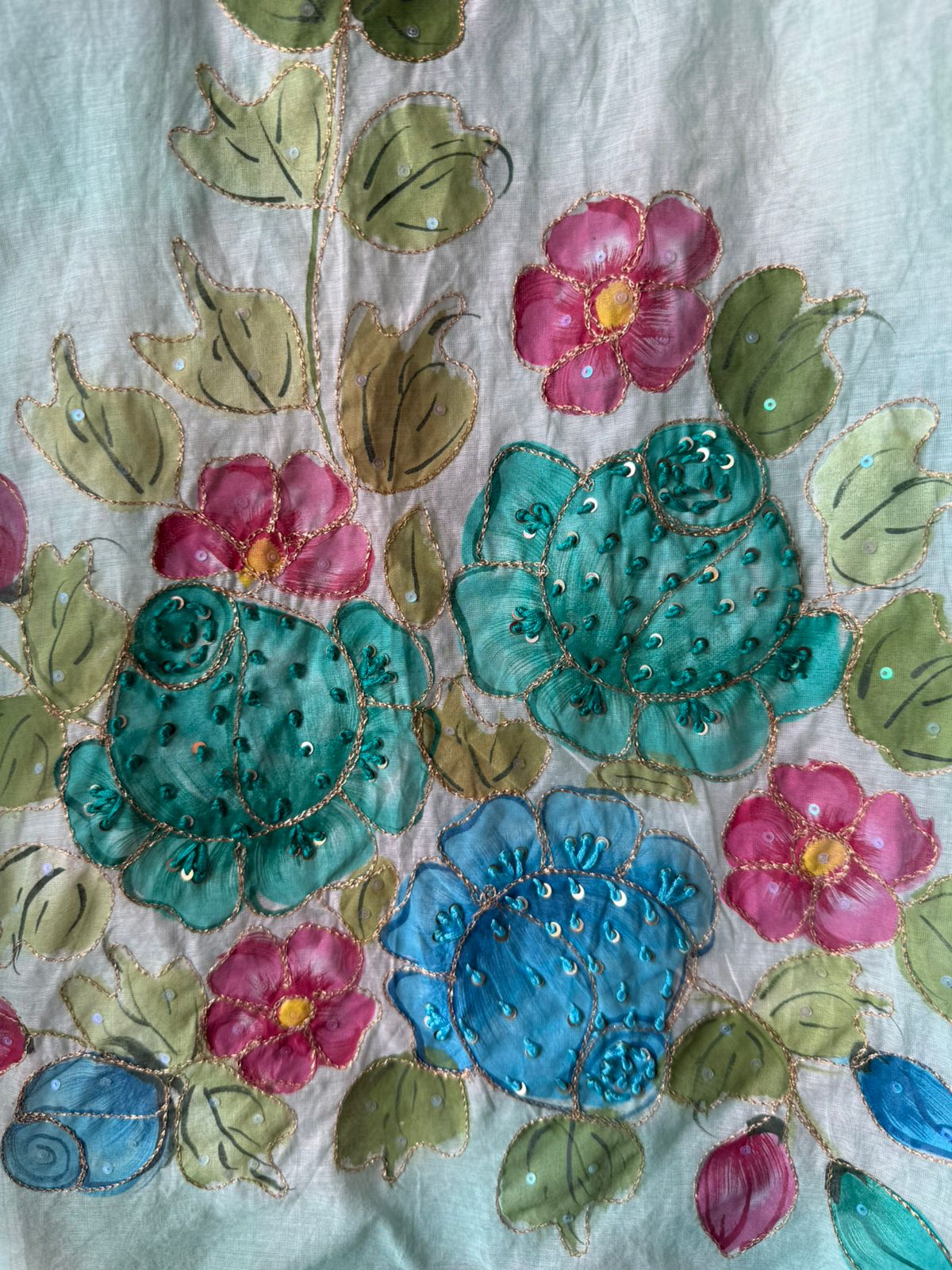 Pastel Hand brush Painted Floral Suit Set