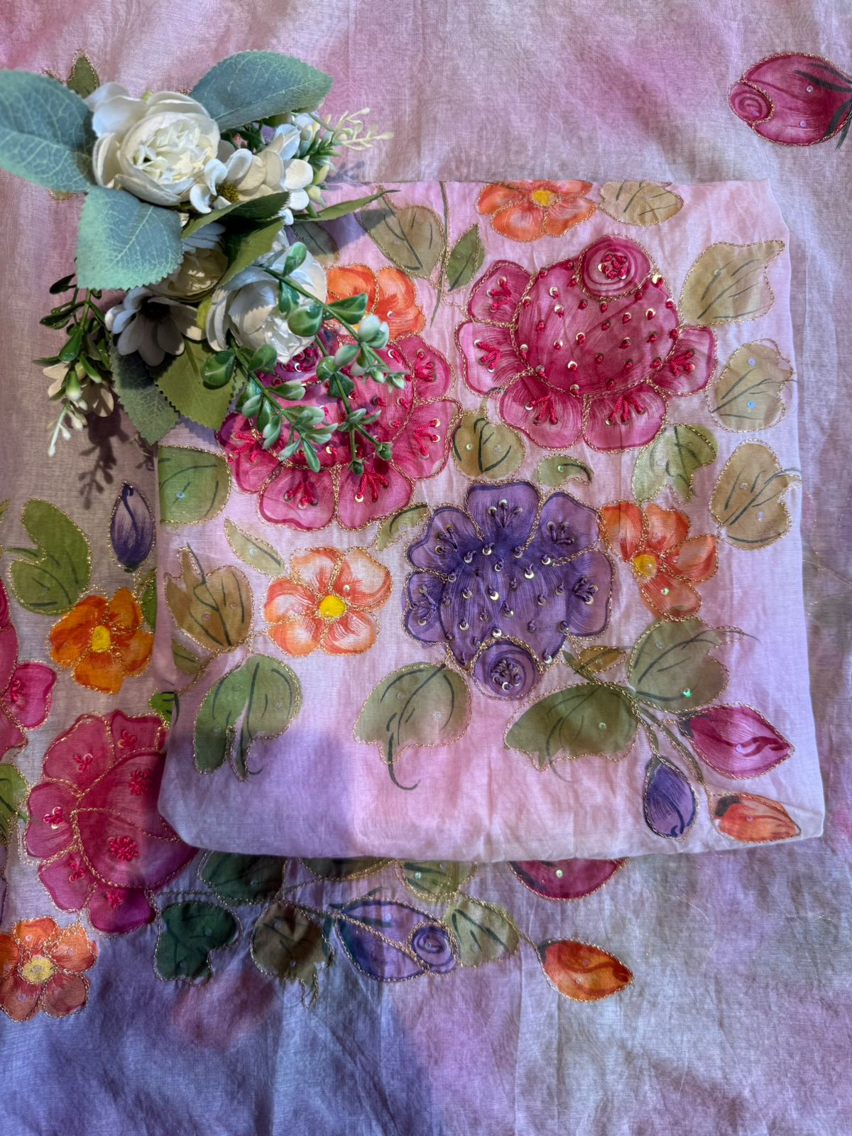 Pastel Hand brush Painted Floral Suit Set