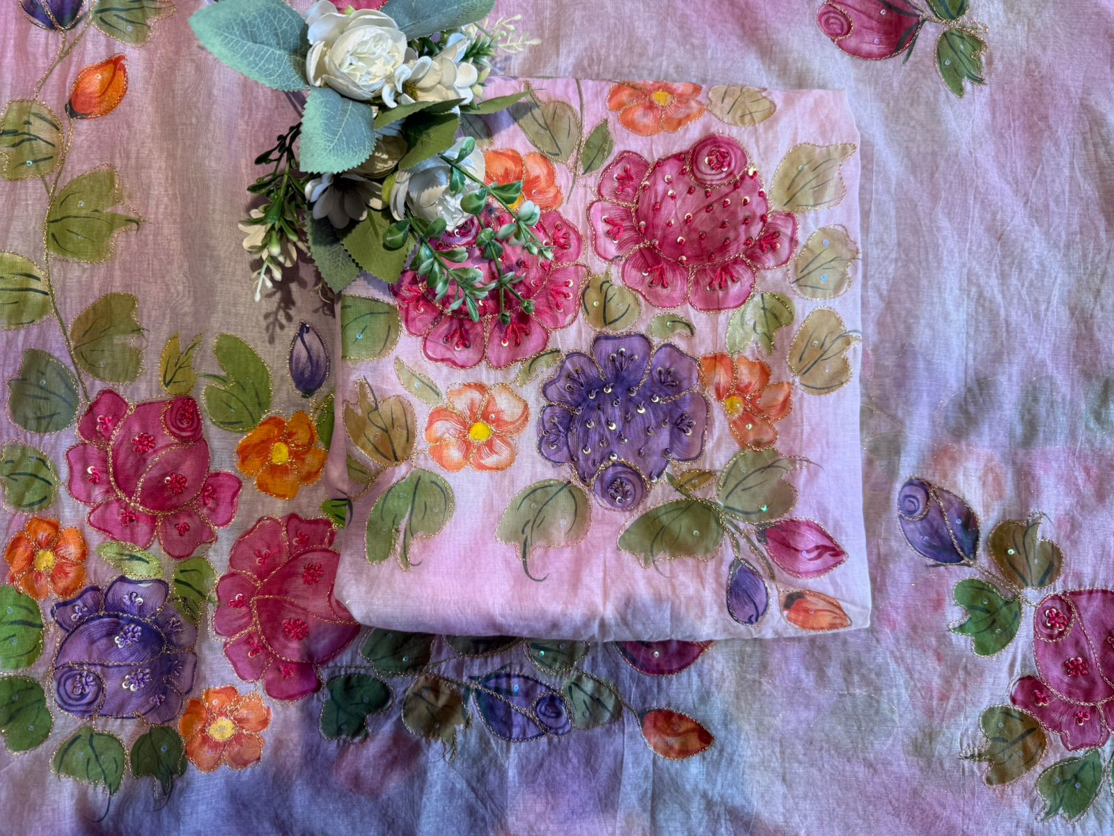 Pastel Hand brush Painted Floral Suit Set