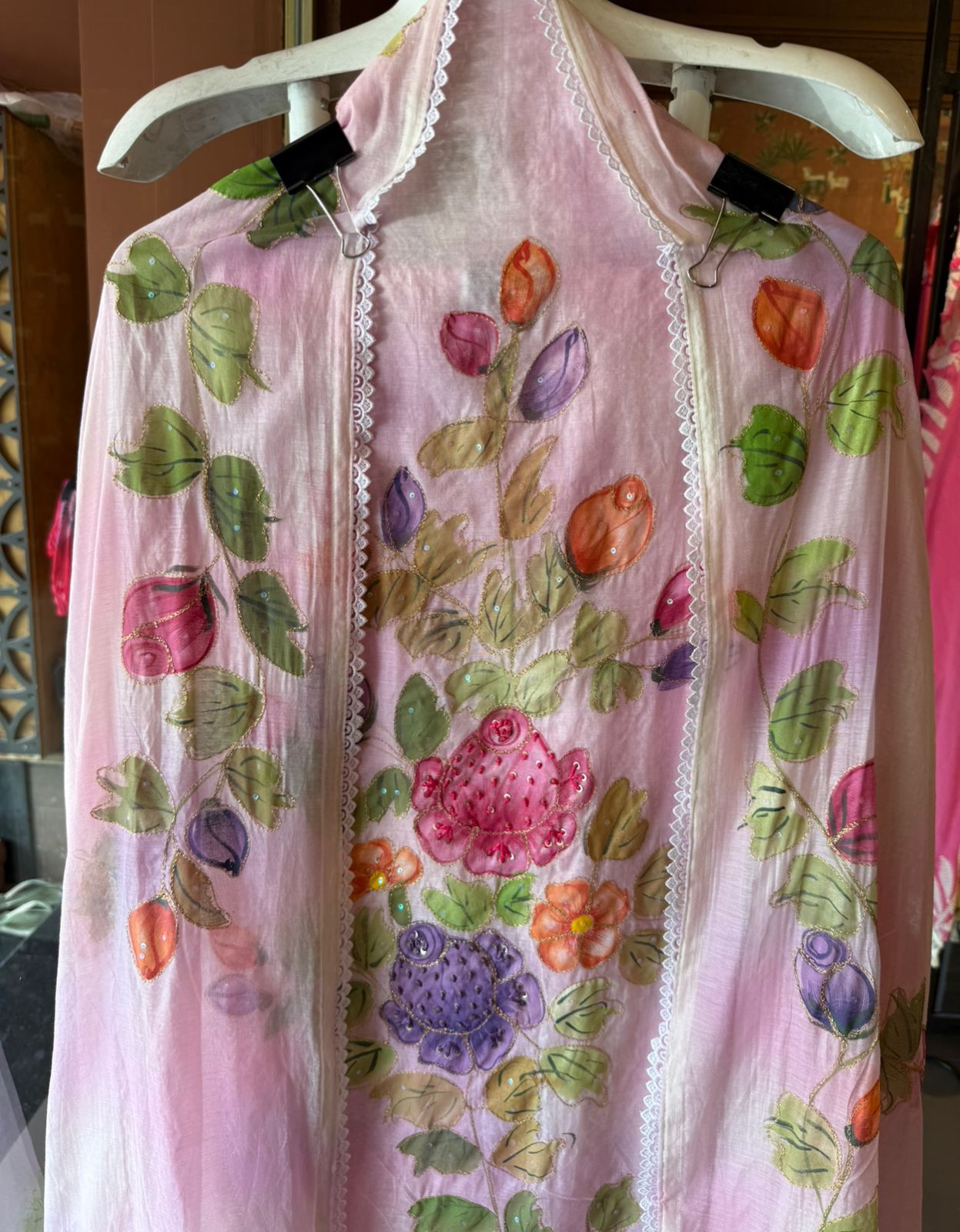 Pastel Hand brush Painted Floral Suit Set