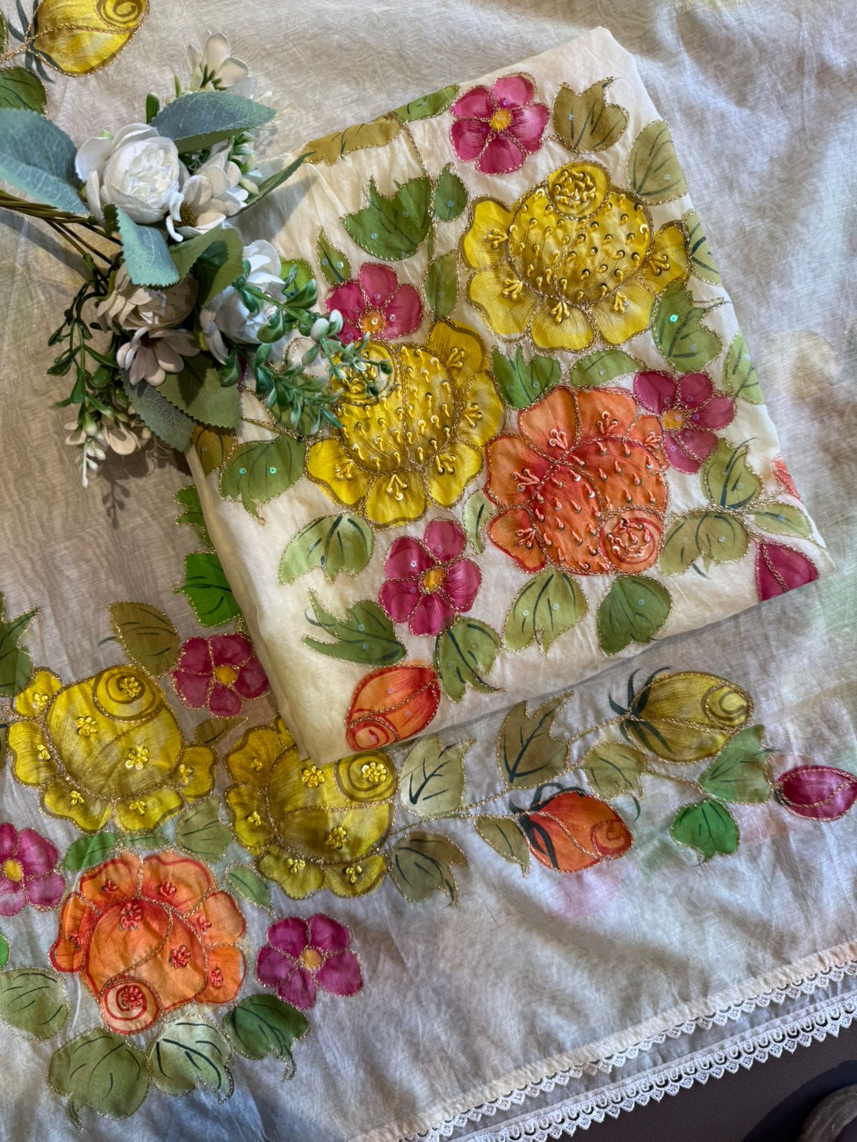 Pastel Hand brush Painted Floral Suit Set