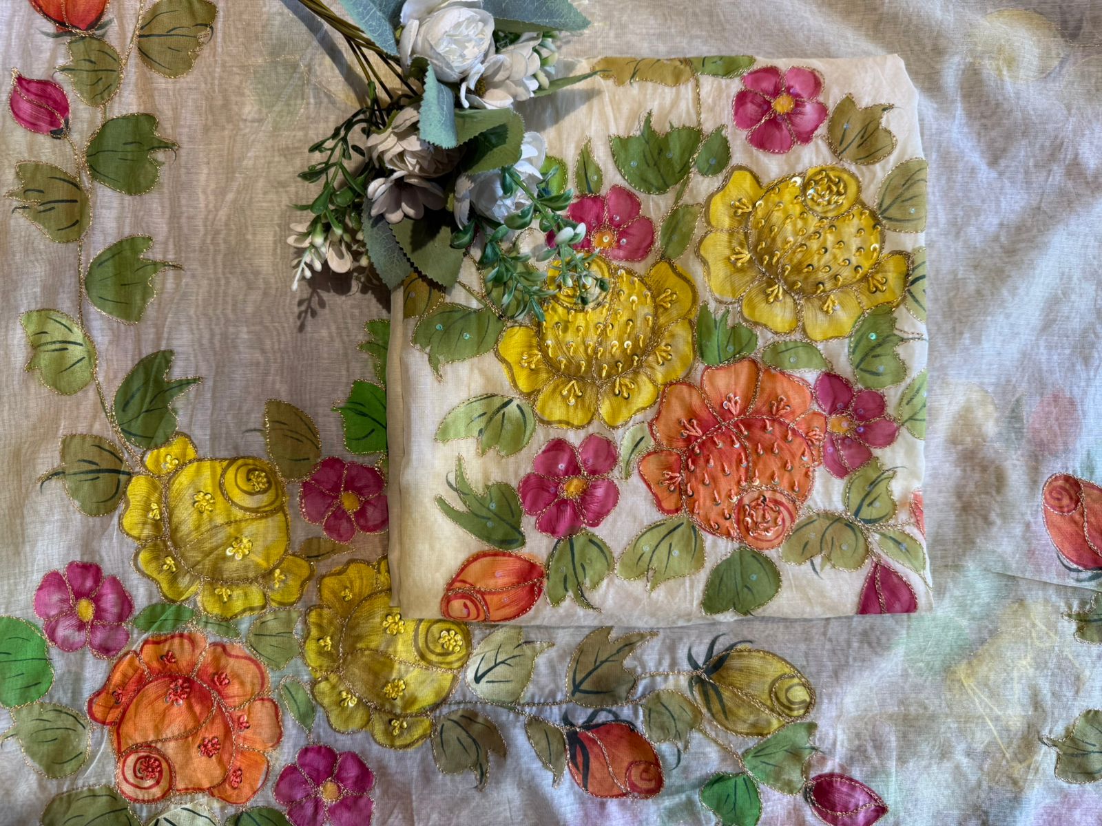 Pastel Hand brush Painted Floral Suit Set