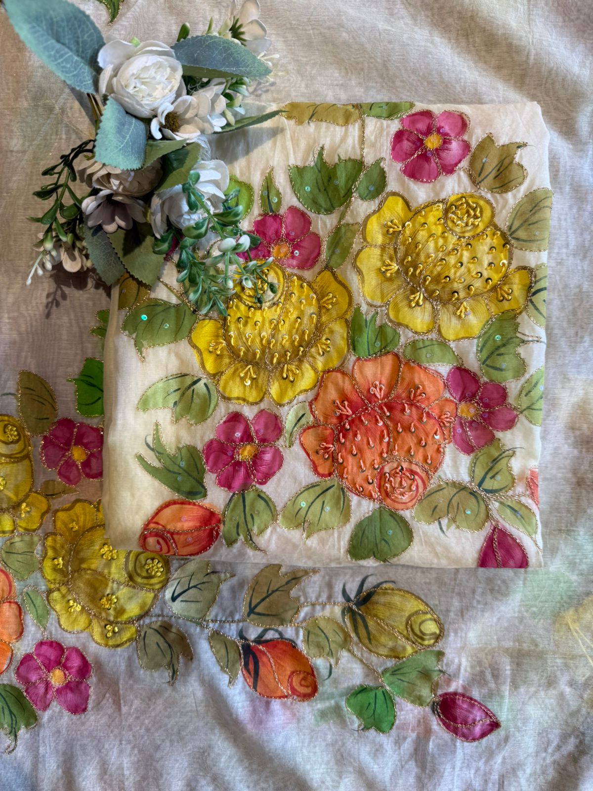 Pastel Hand brush Painted Floral Suit Set