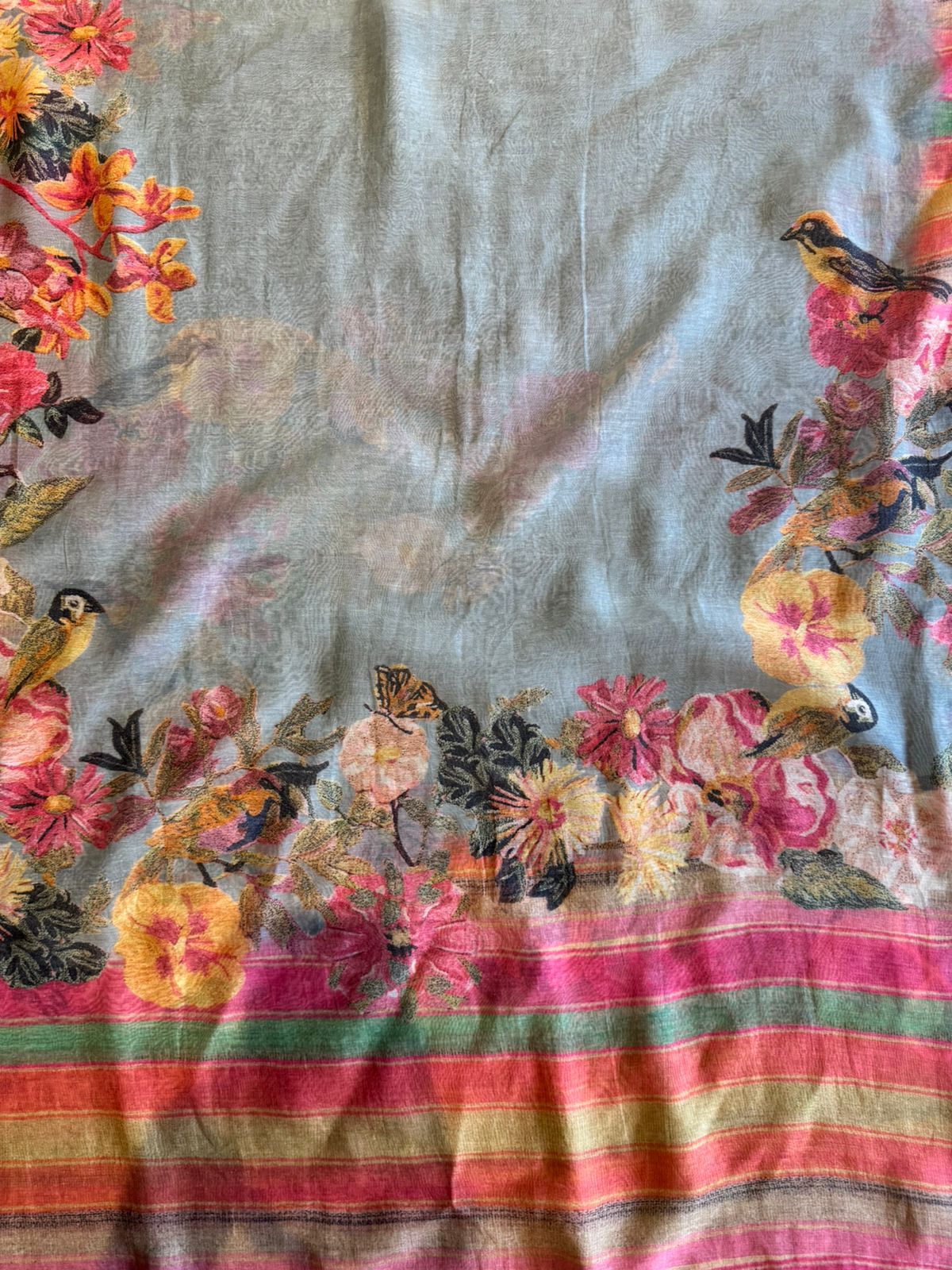 Floral Mirror Work Pastel Suit