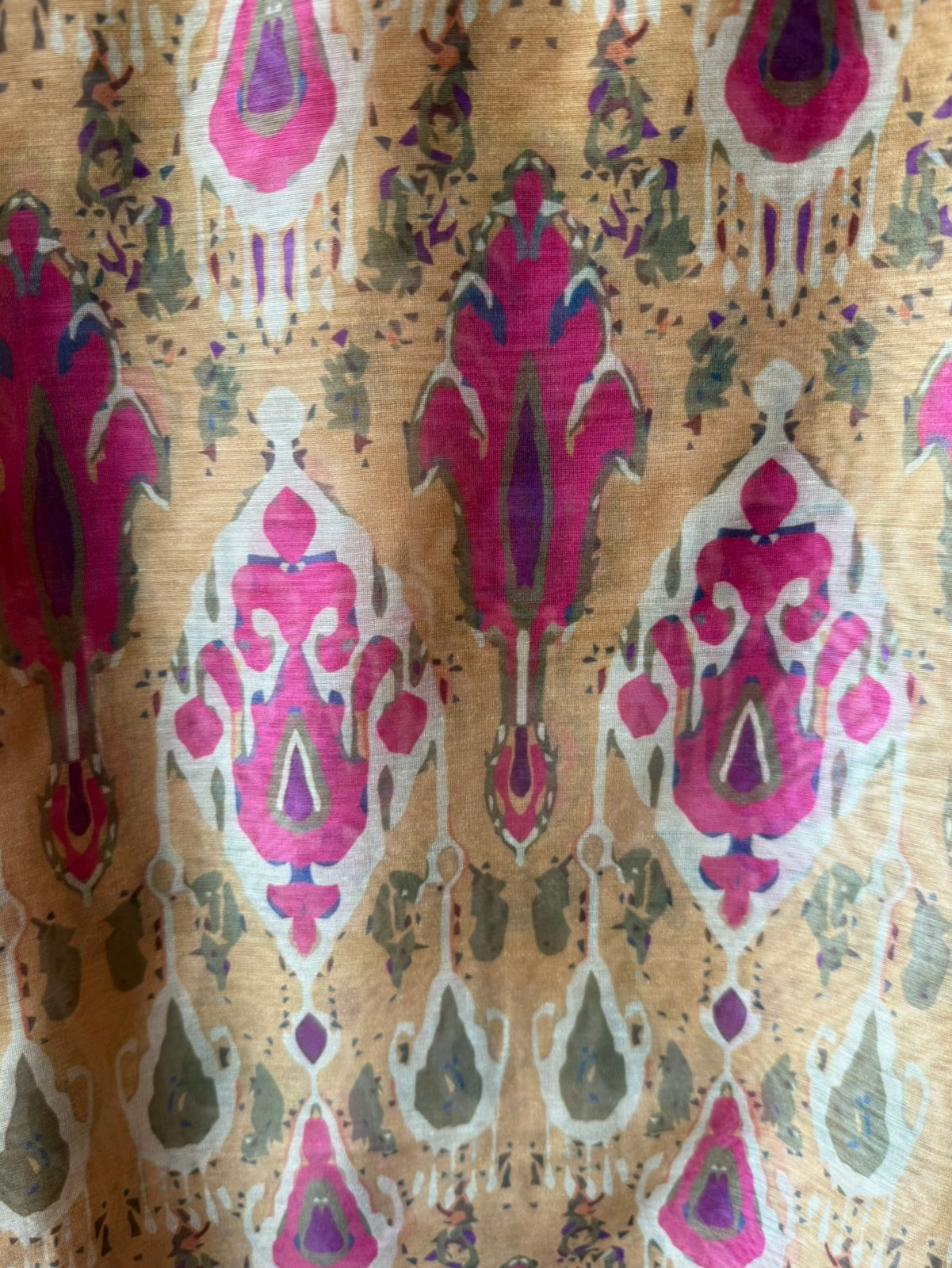 Mustard & Pink Ethnic Ikkat Printed Suit