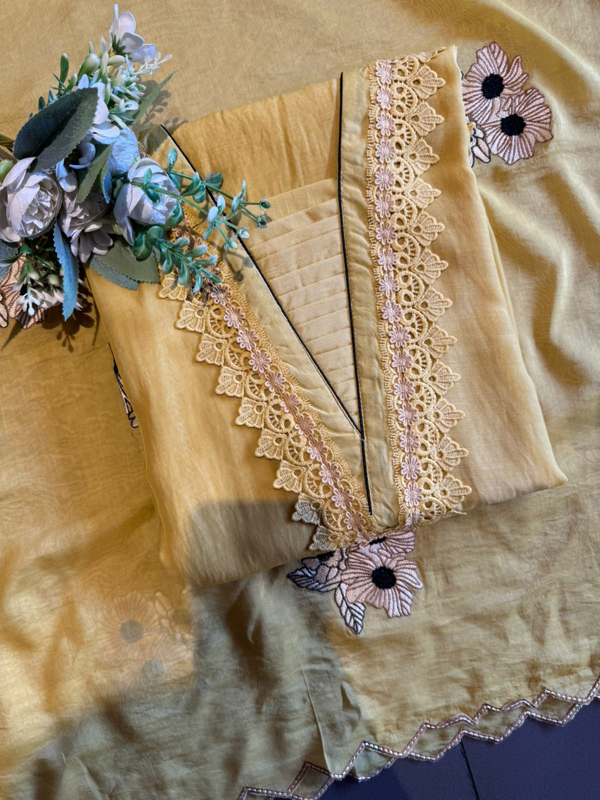 Floral Embroidered Unstitched Suit set
