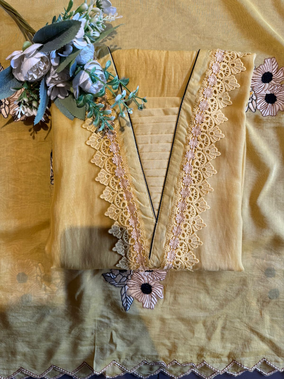 Floral Embroidered Unstitched Suit set