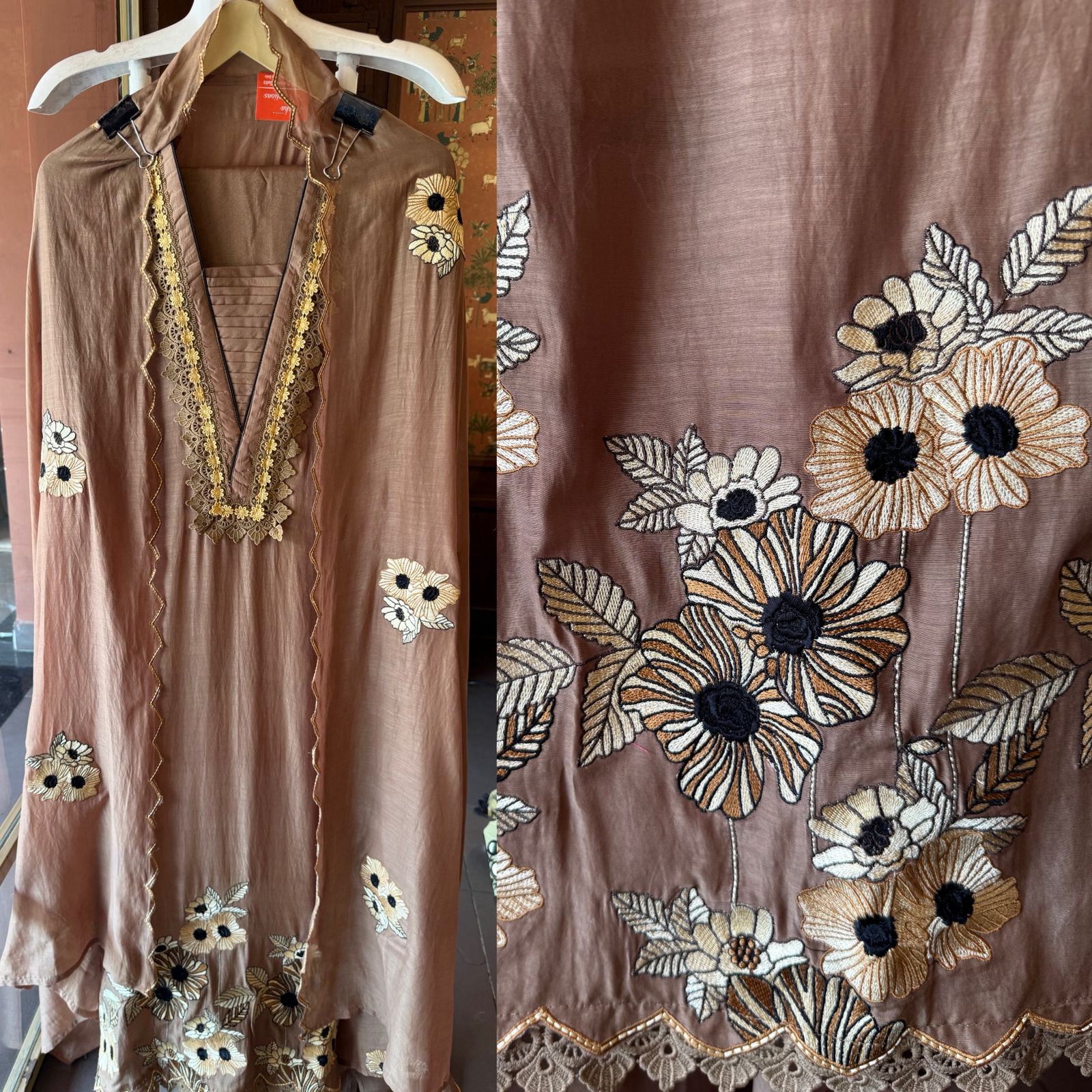 Floral Embroidered Unstitched Suit set