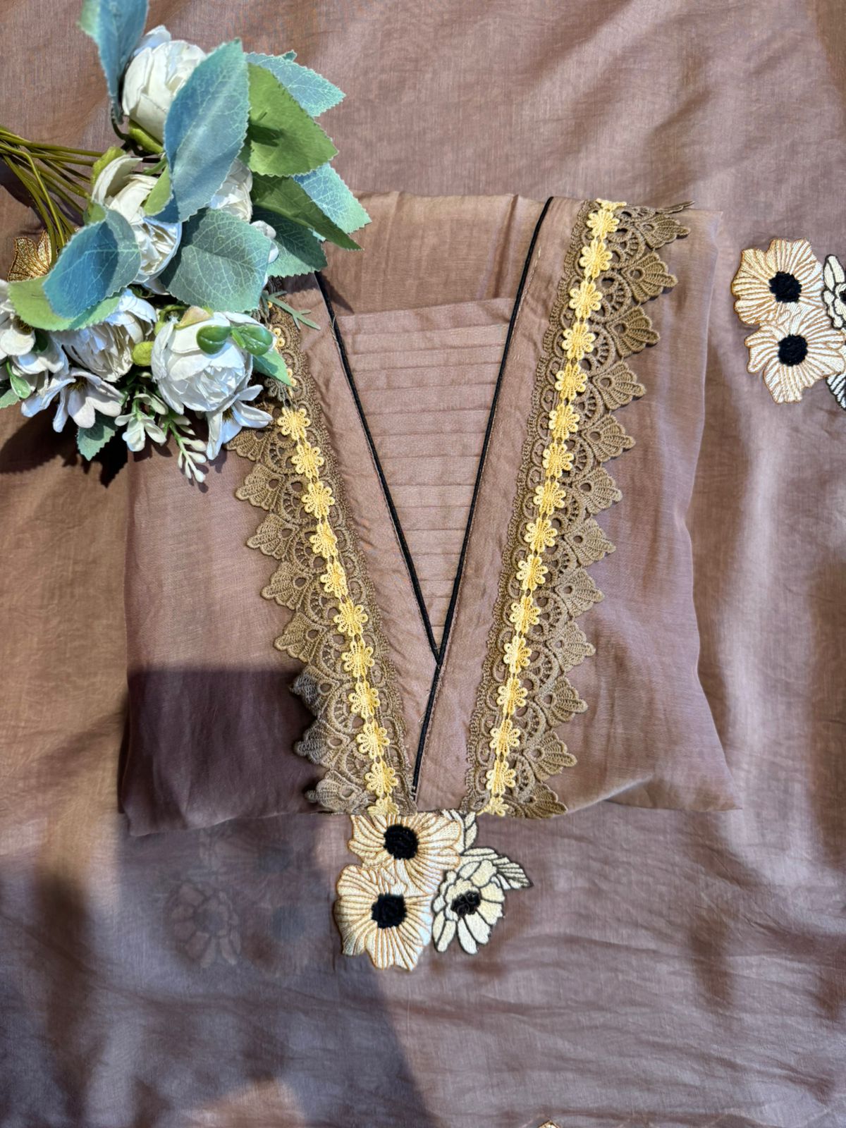 Floral Embroidered Unstitched Suit set