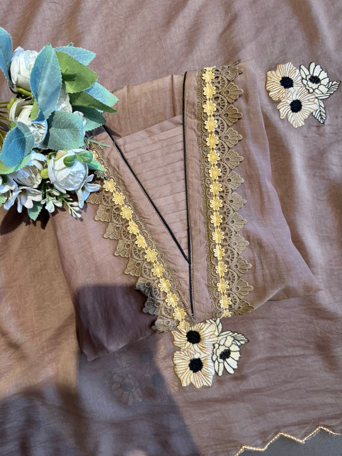 Floral Embroidered Unstitched Suit set
