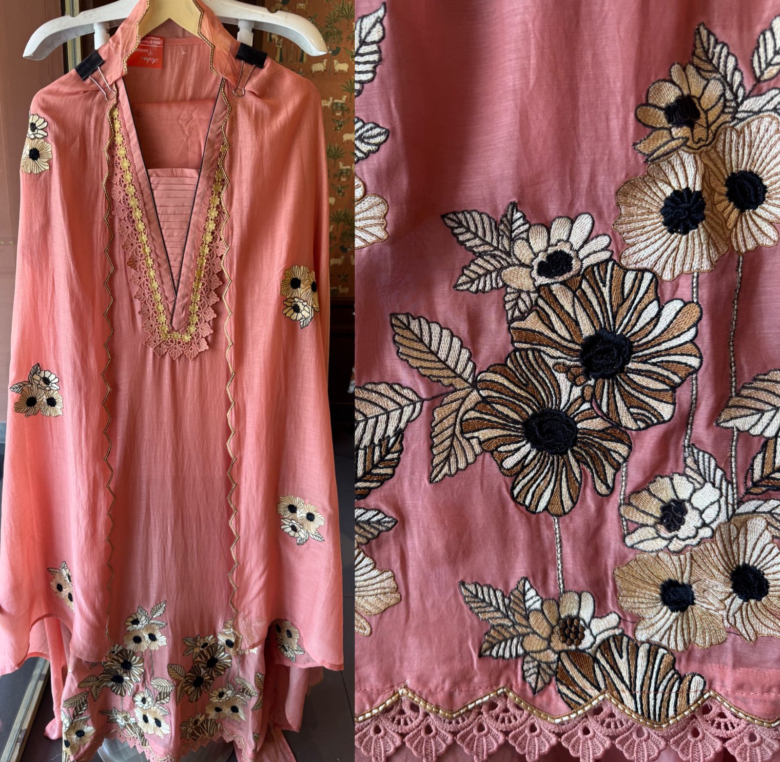 Floral Embroidered Unstitched Suit set