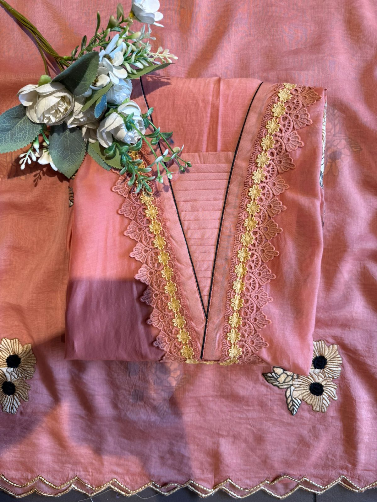 Floral Embroidered Unstitched Suit set