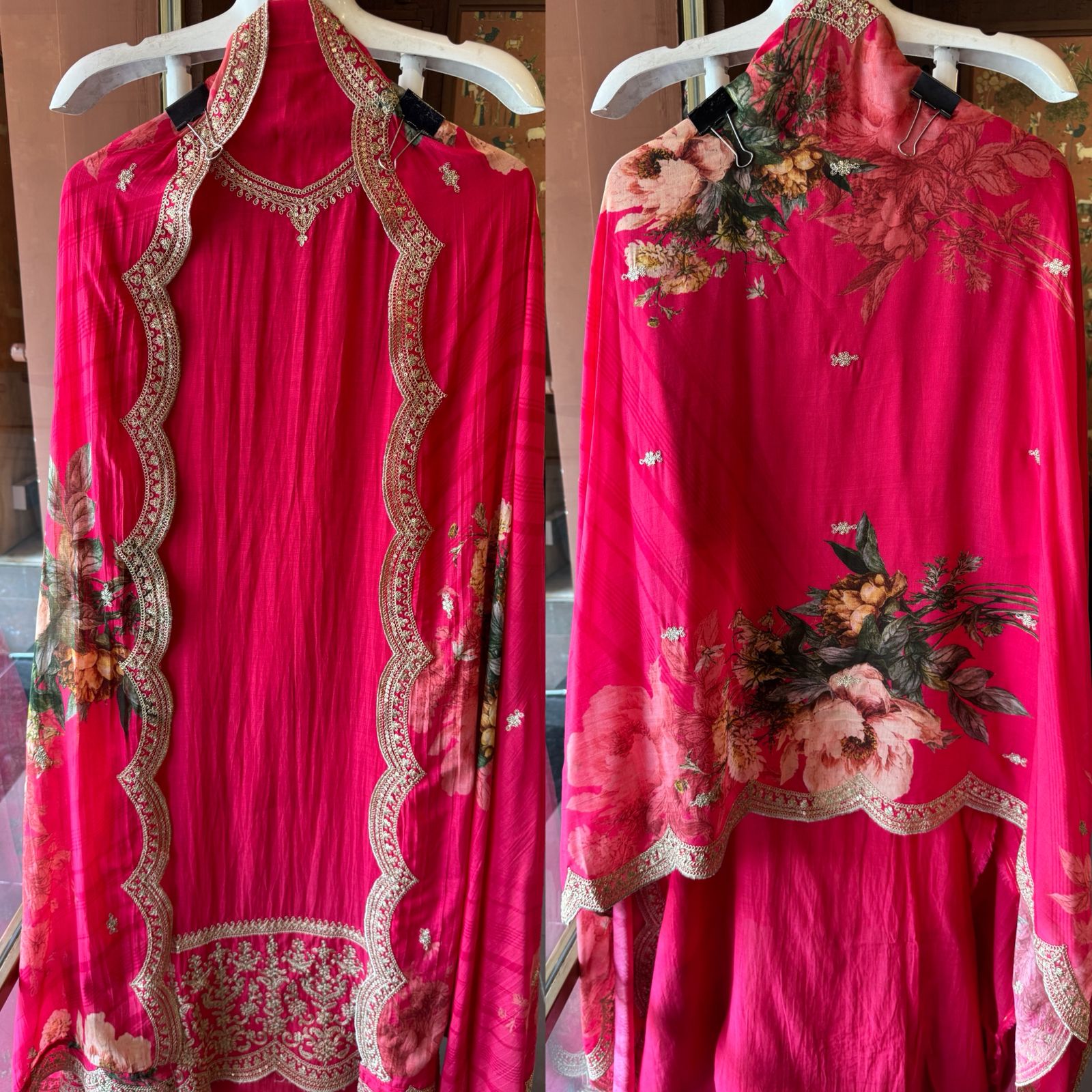 Floral Festive Suit with Potli