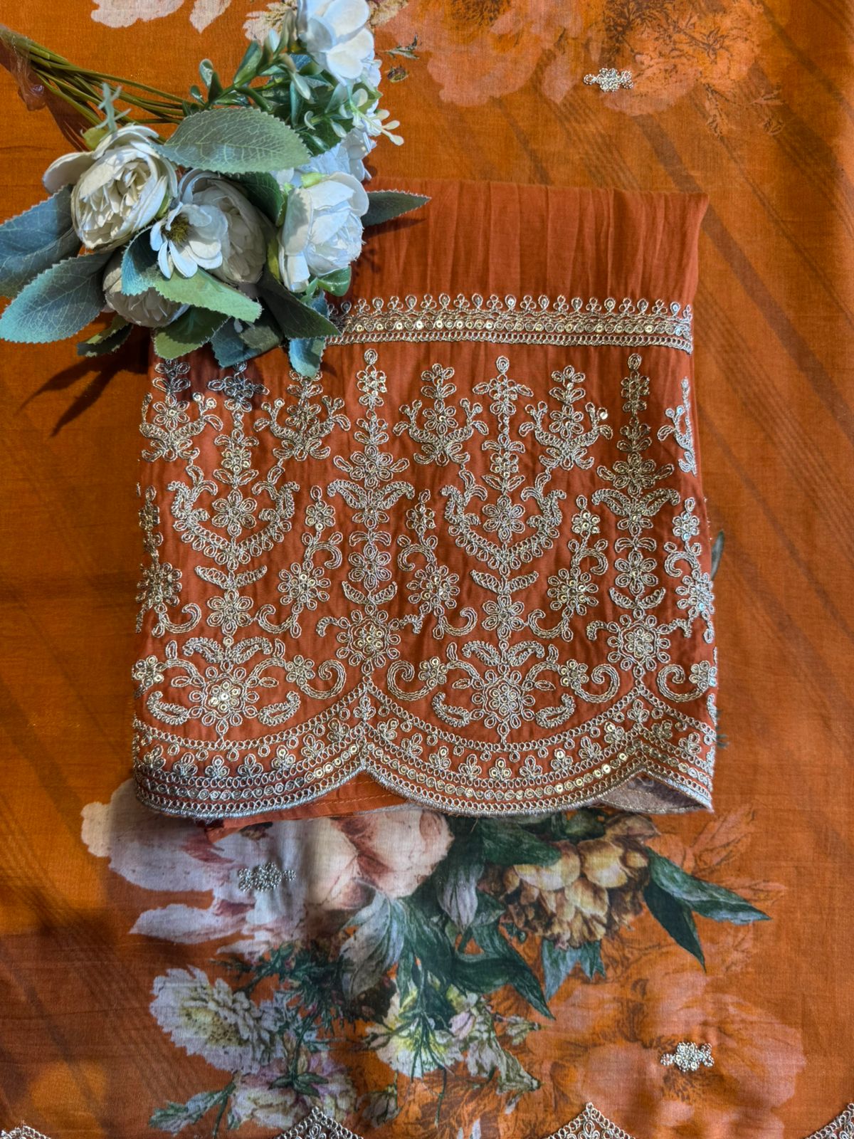 Floral Festive Suit with Potli