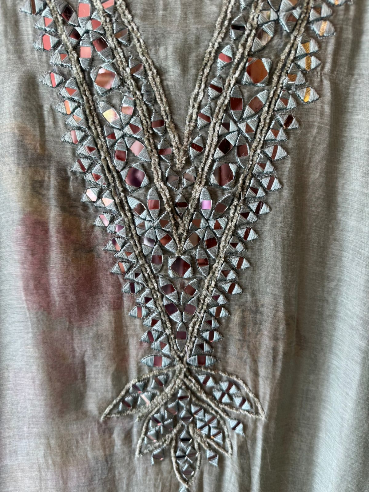 Floral Mirror Work Pastel Suit