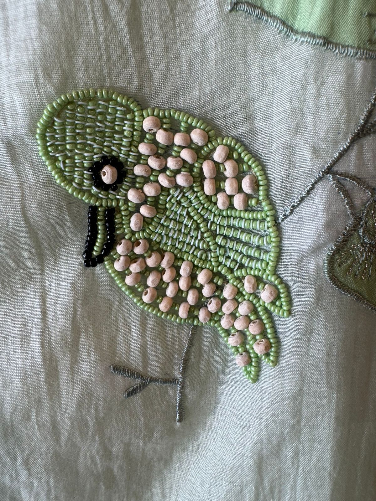 Sage Green Handcrafted Bird Motif Suit