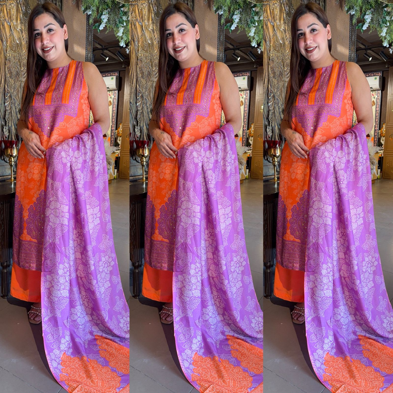 Silk bandhani printed shirt