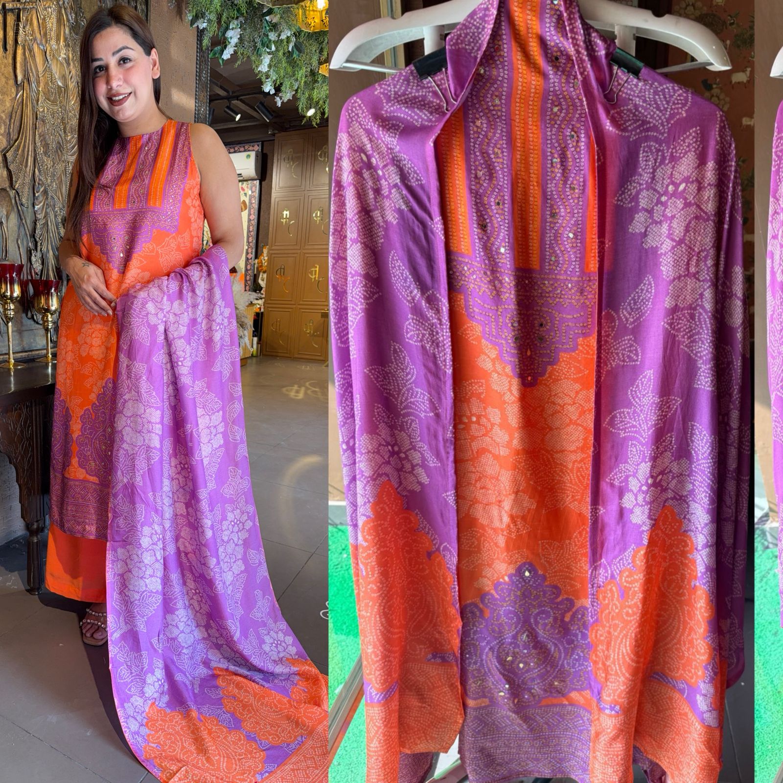 Silk bandhani printed shirt