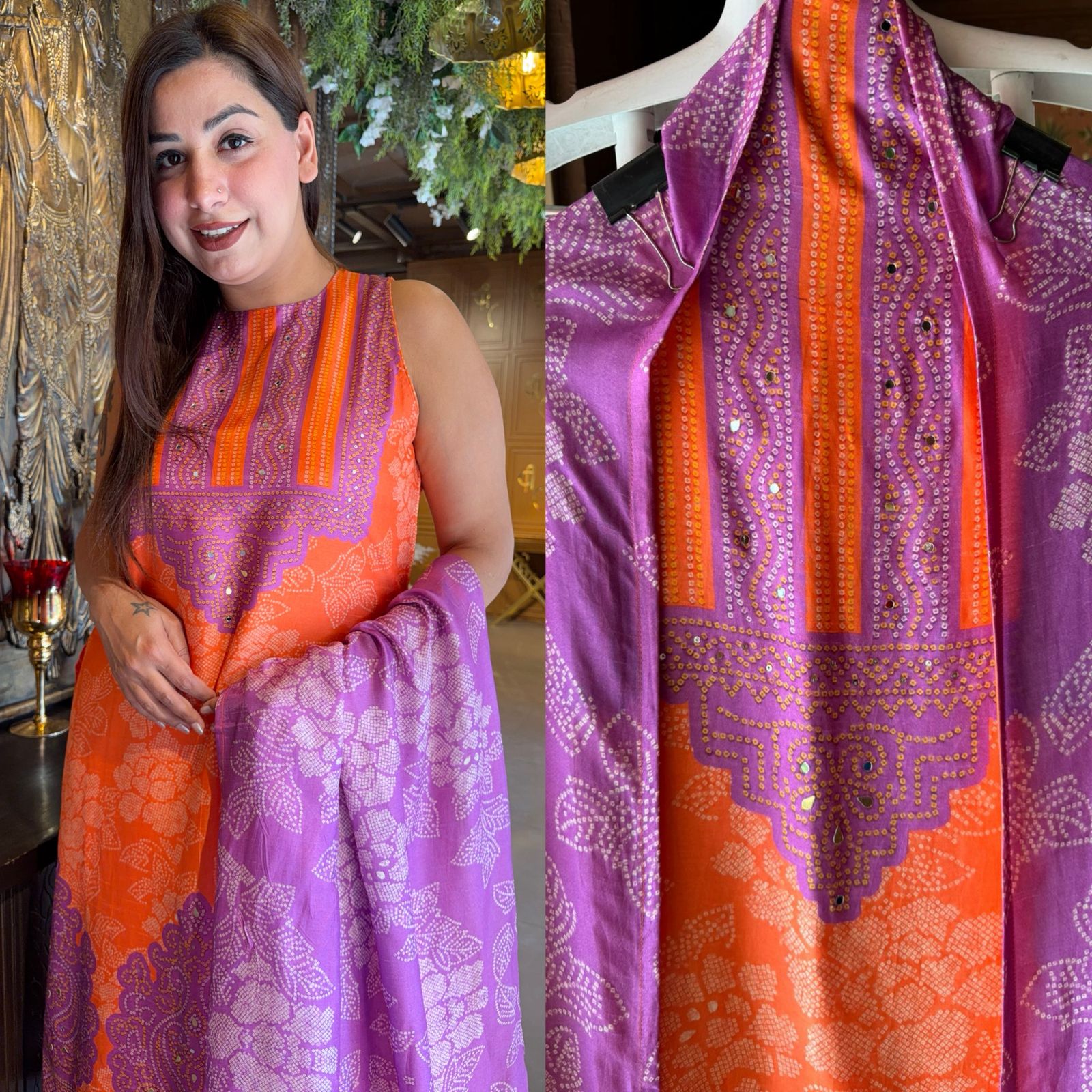 Silk bandhani printed shirt