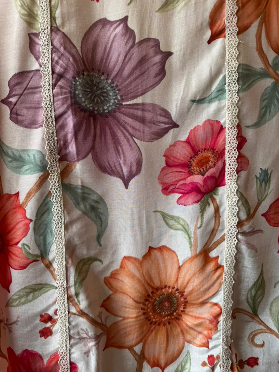 Elegant ivory floral printed kurta