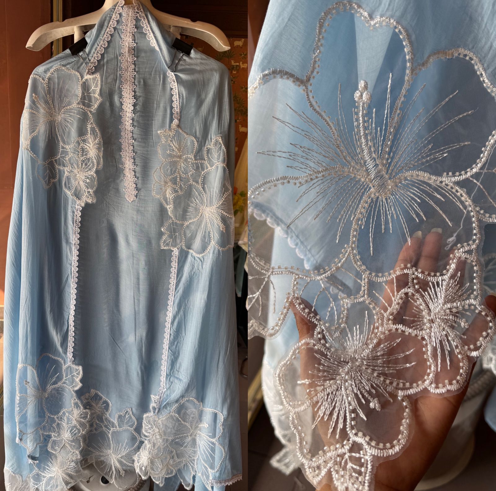 Floral Appliqué Suit Set