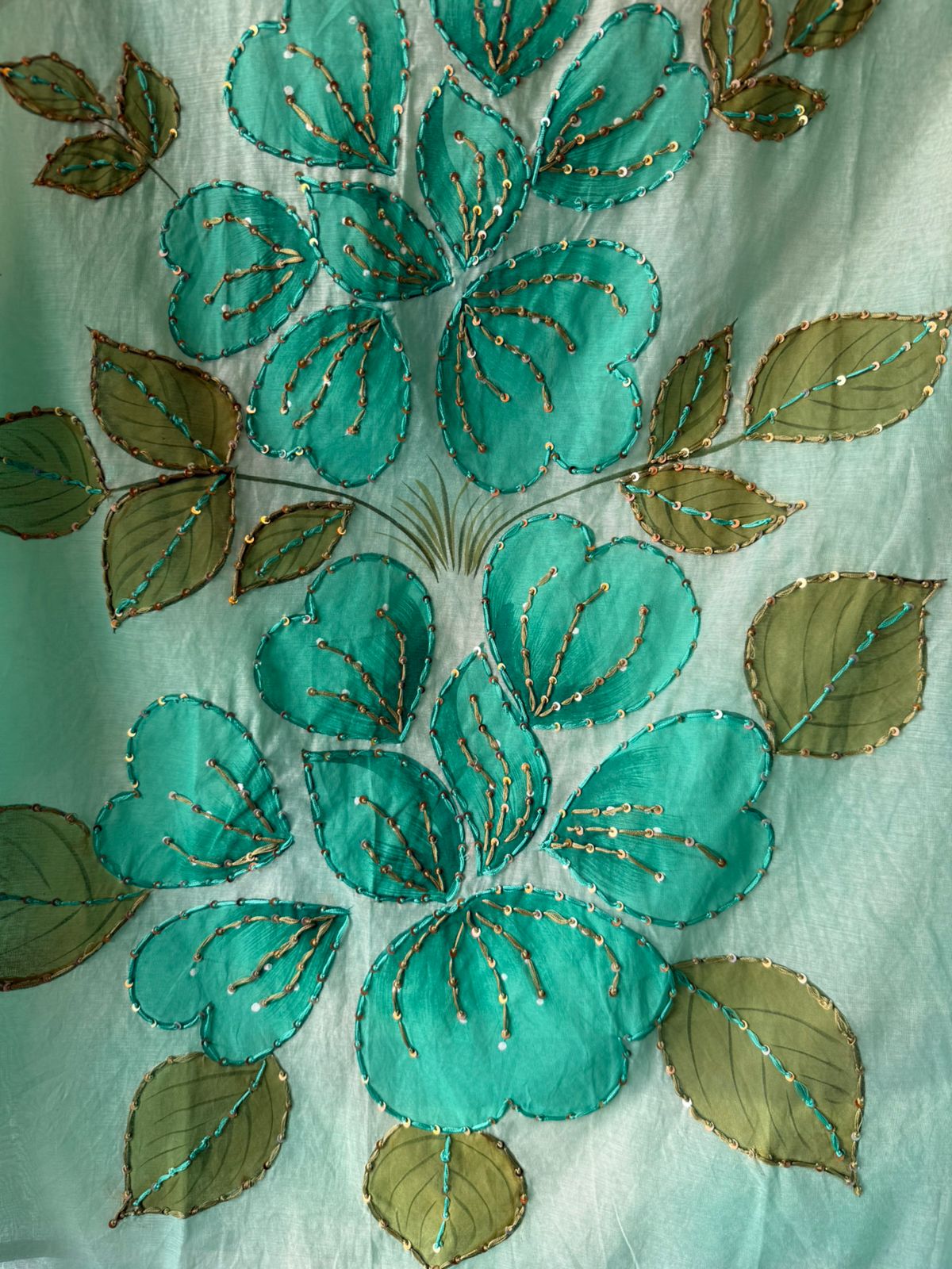 Floral Hand Painted mul cotton Unstitched suit