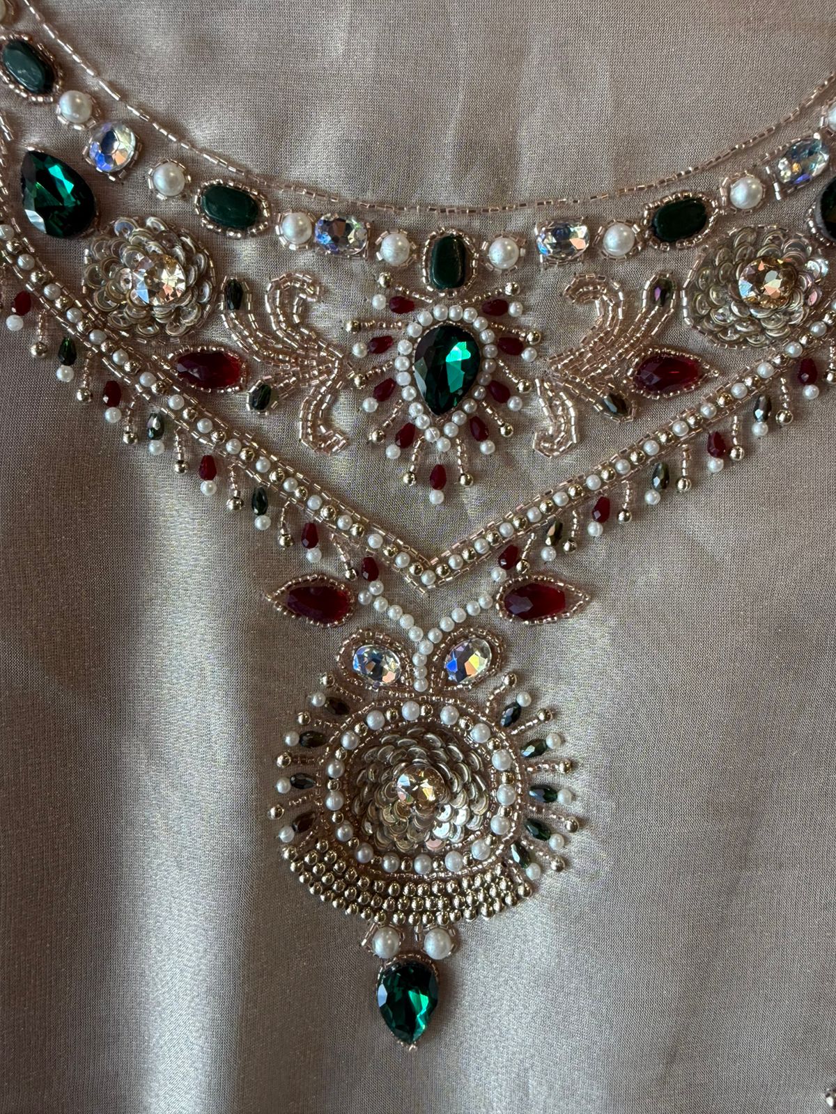 Ivory Hand-Embellished Pearl & Stone Work Kurta Set with Dupatta