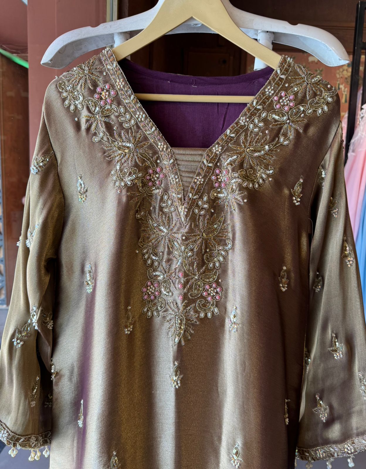 Giraffe tissue Handwork Long dress