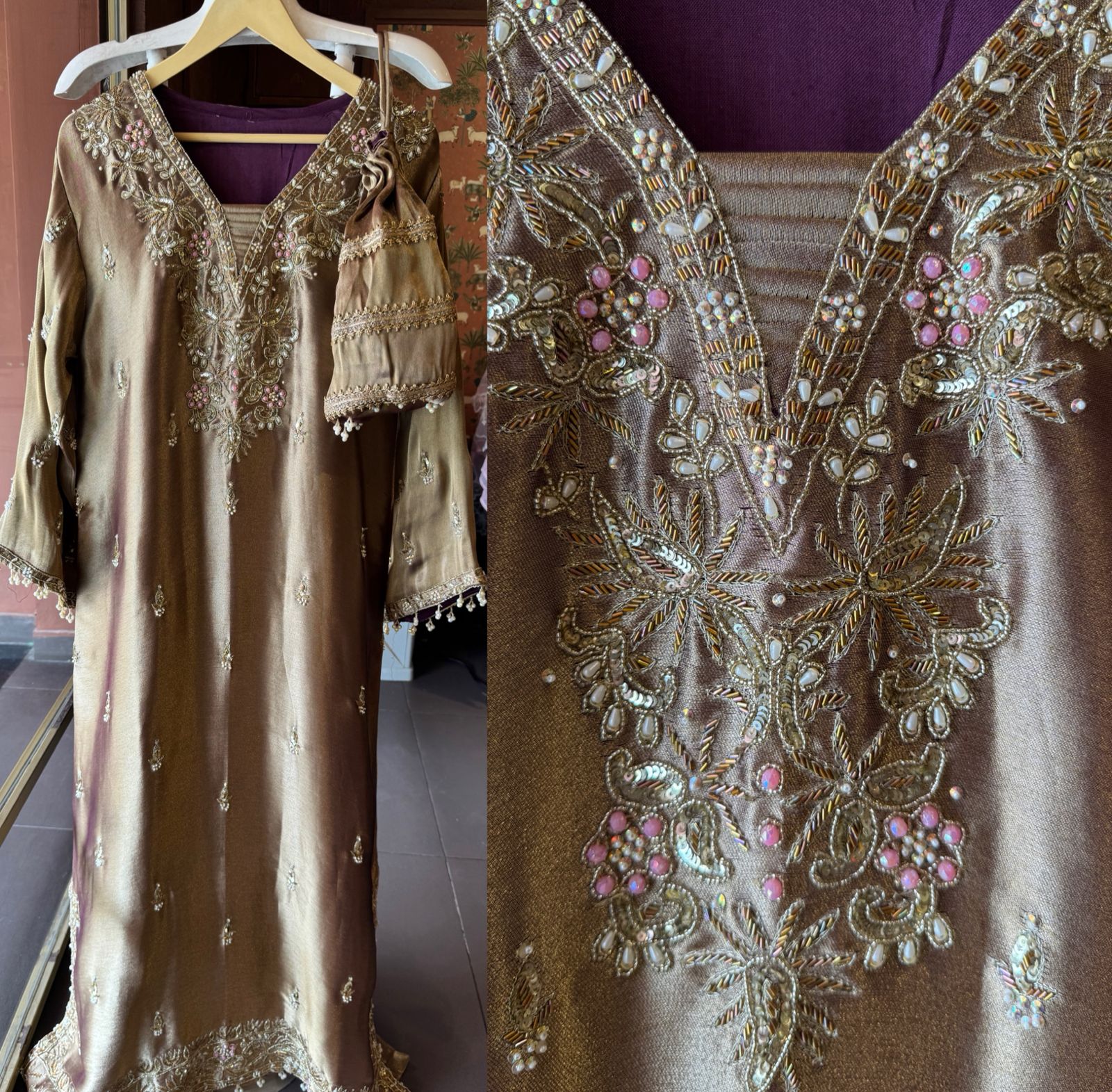 Giraffe tissue Handwork Long dress