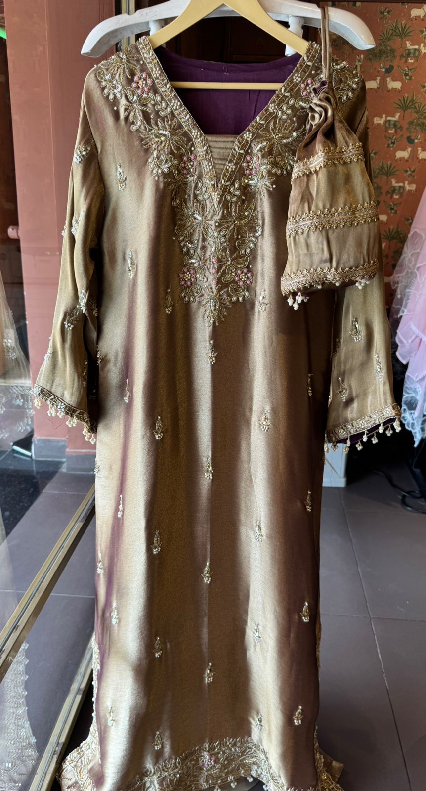 Giraffe tissue Handwork Long dress