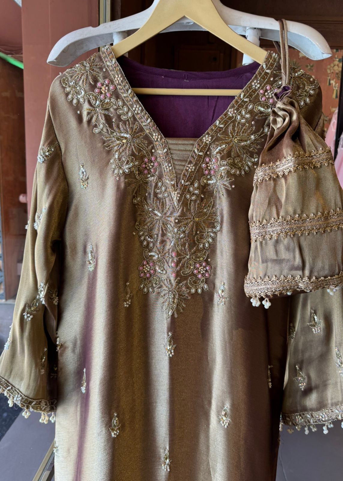 Giraffe tissue Handwork Long dress