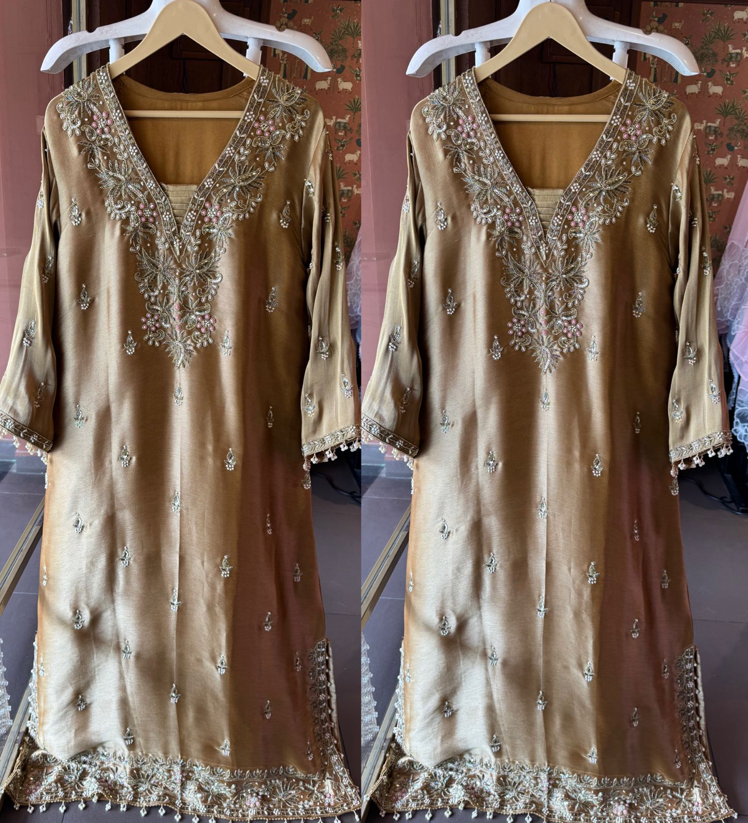 Giraffe tissue Handwork Long dress