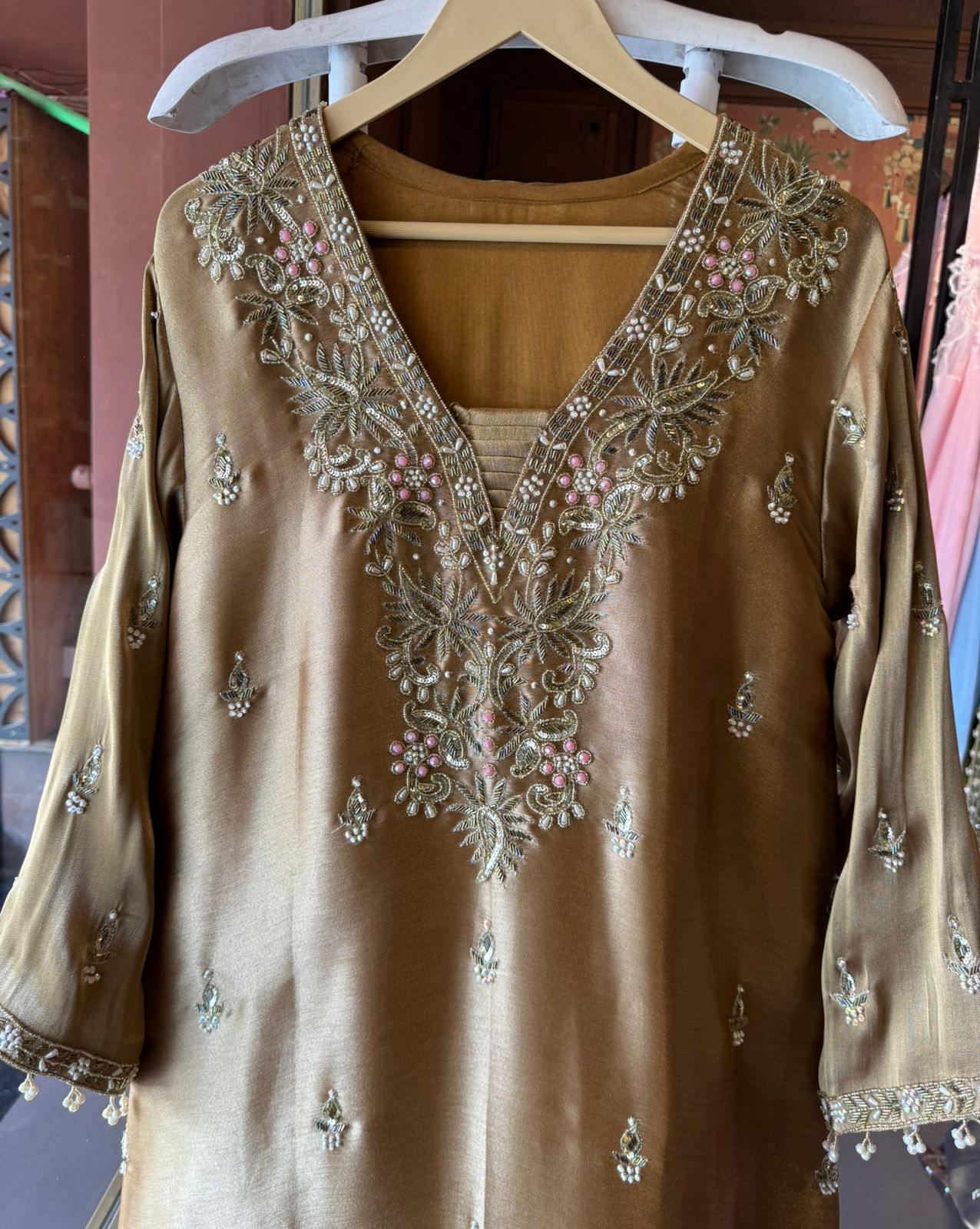 Giraffe tissue Handwork Long dress