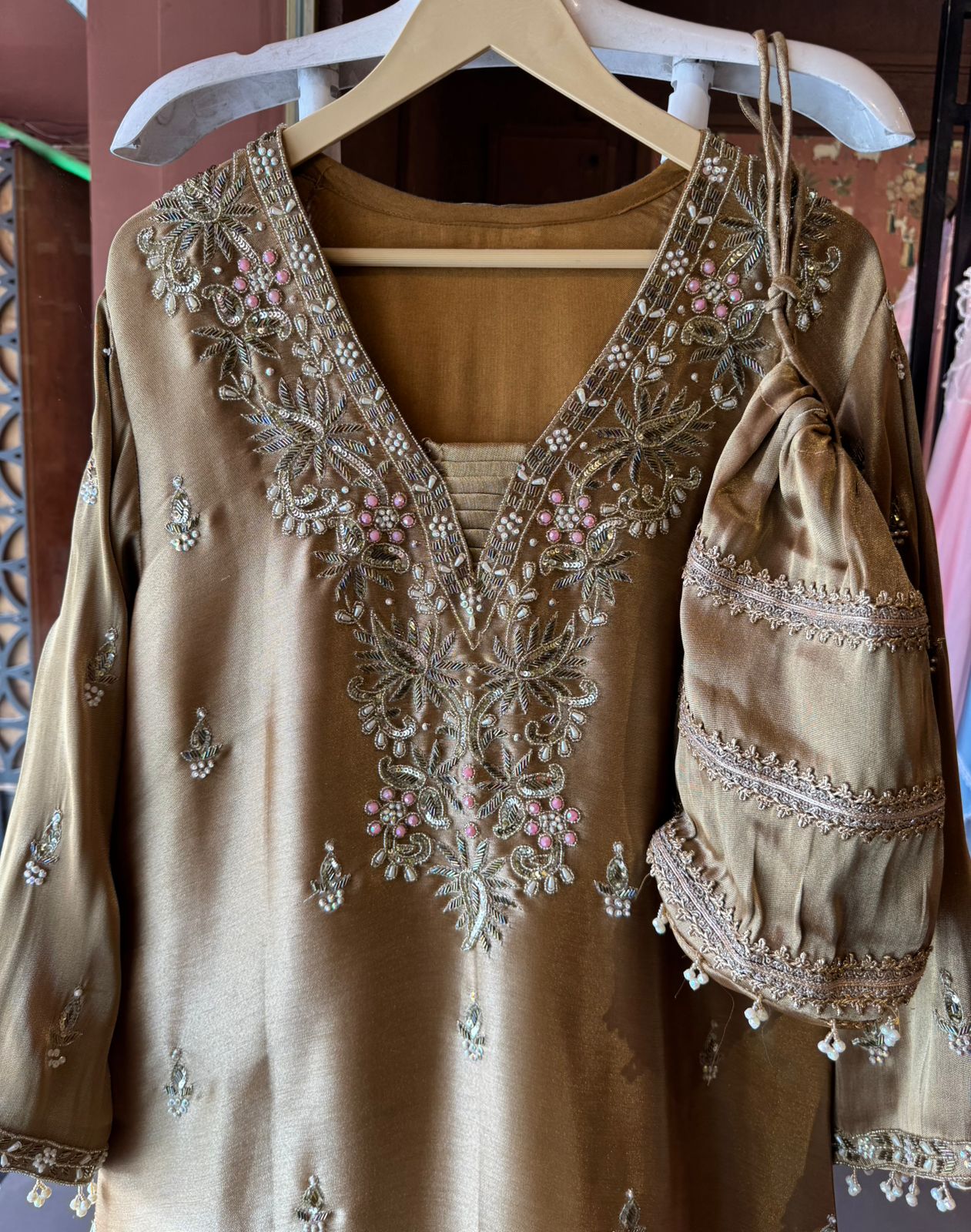 Giraffe tissue Handwork Long dress