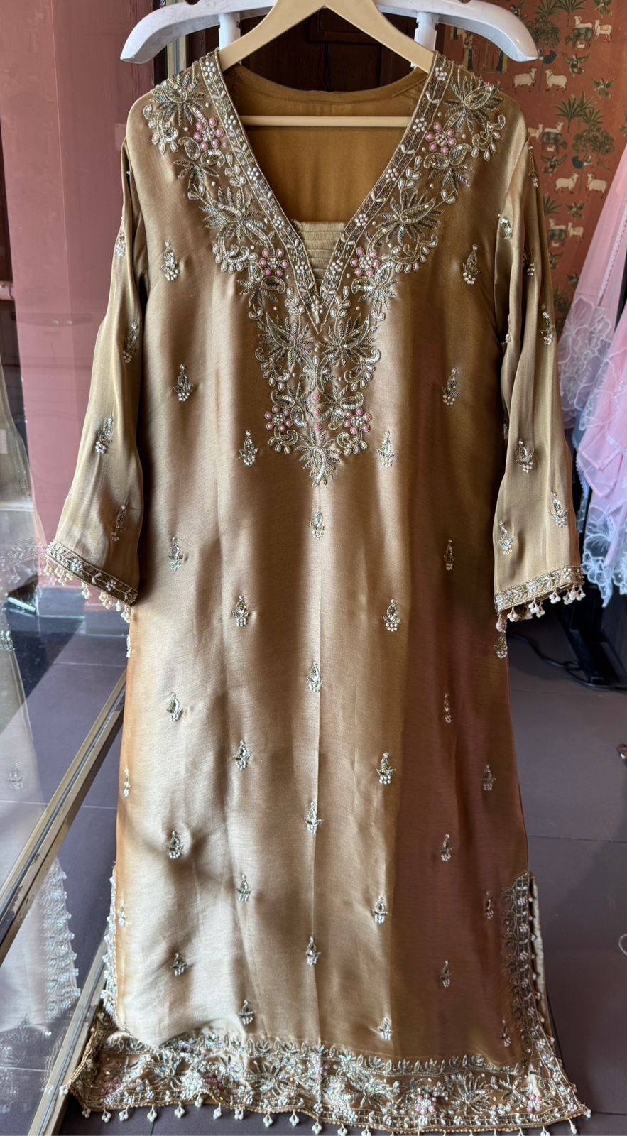 Giraffe tissue Handwork Long dress