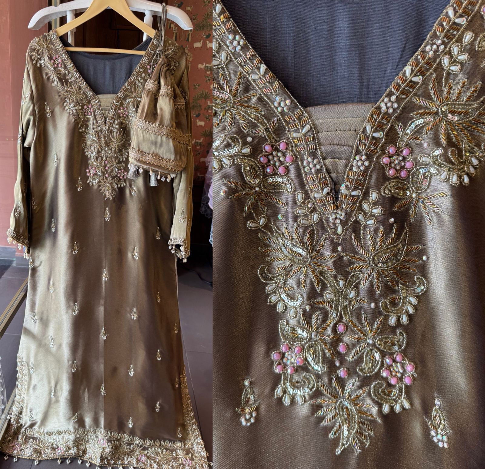 Giraffe tissue Handwork Long dress