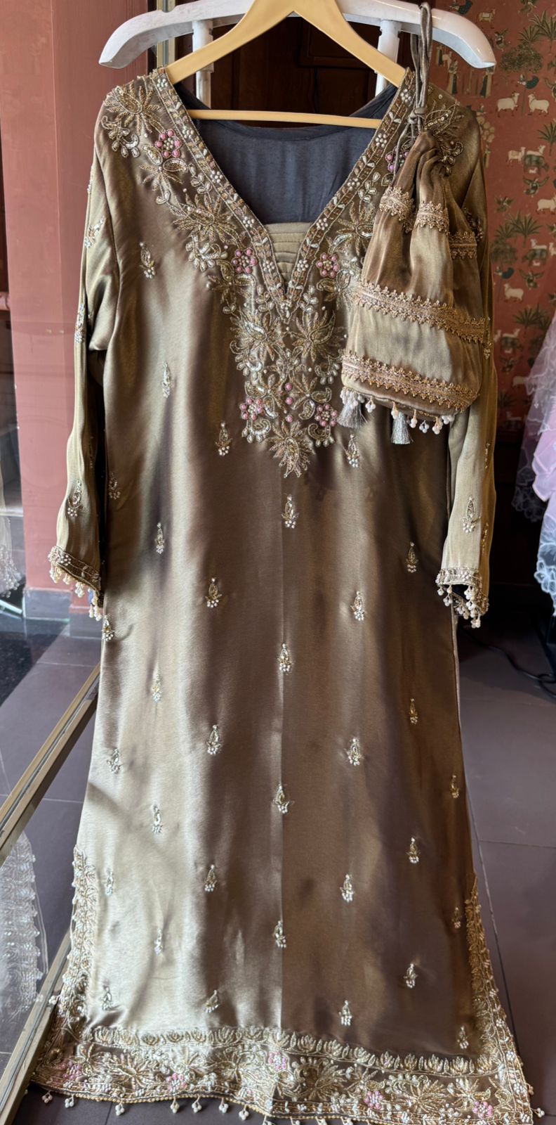 Giraffe tissue Handwork Long dress