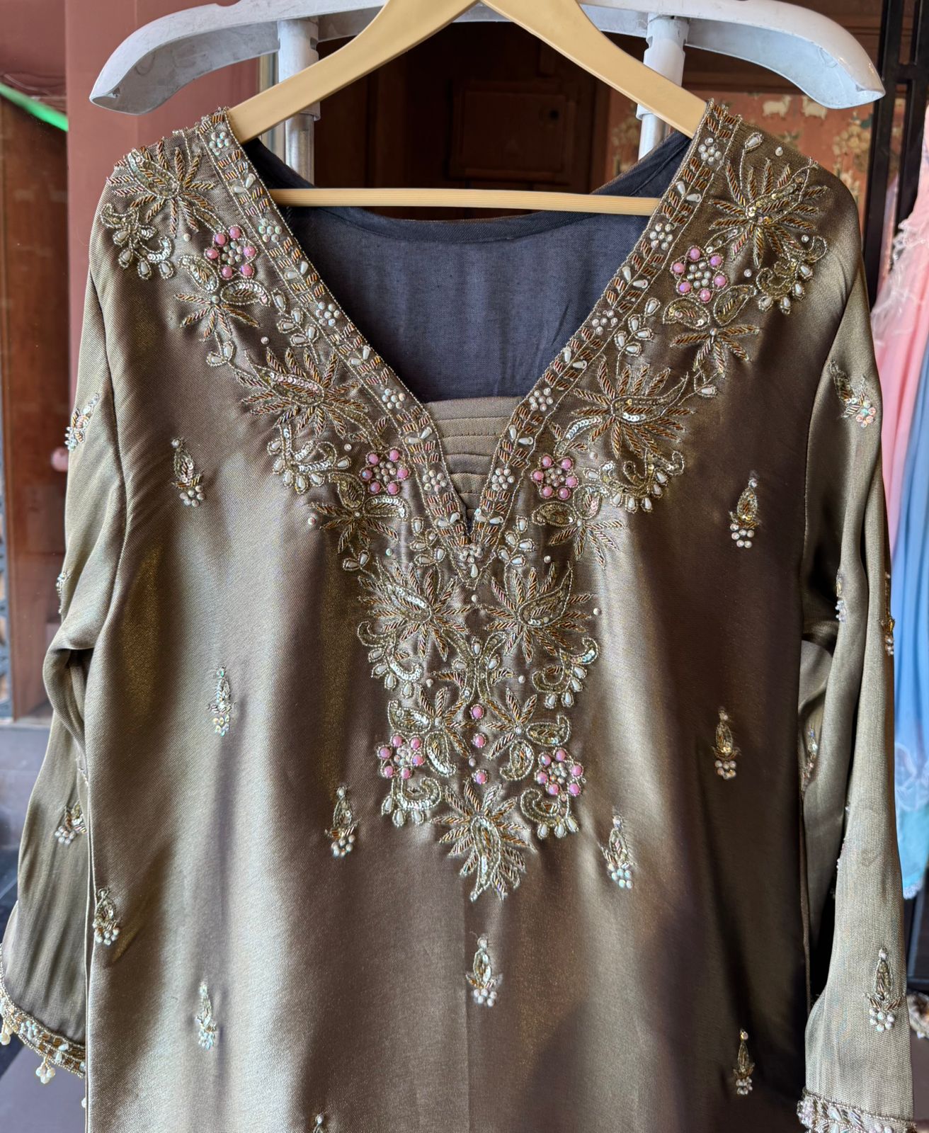 Giraffe tissue Handwork Long dress