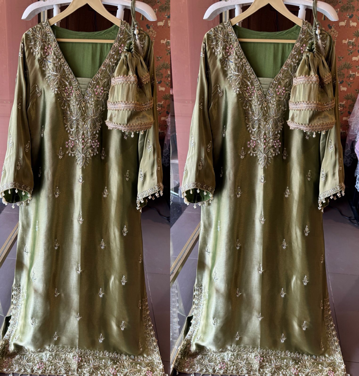 Giraffe tissue Handwork Long dress