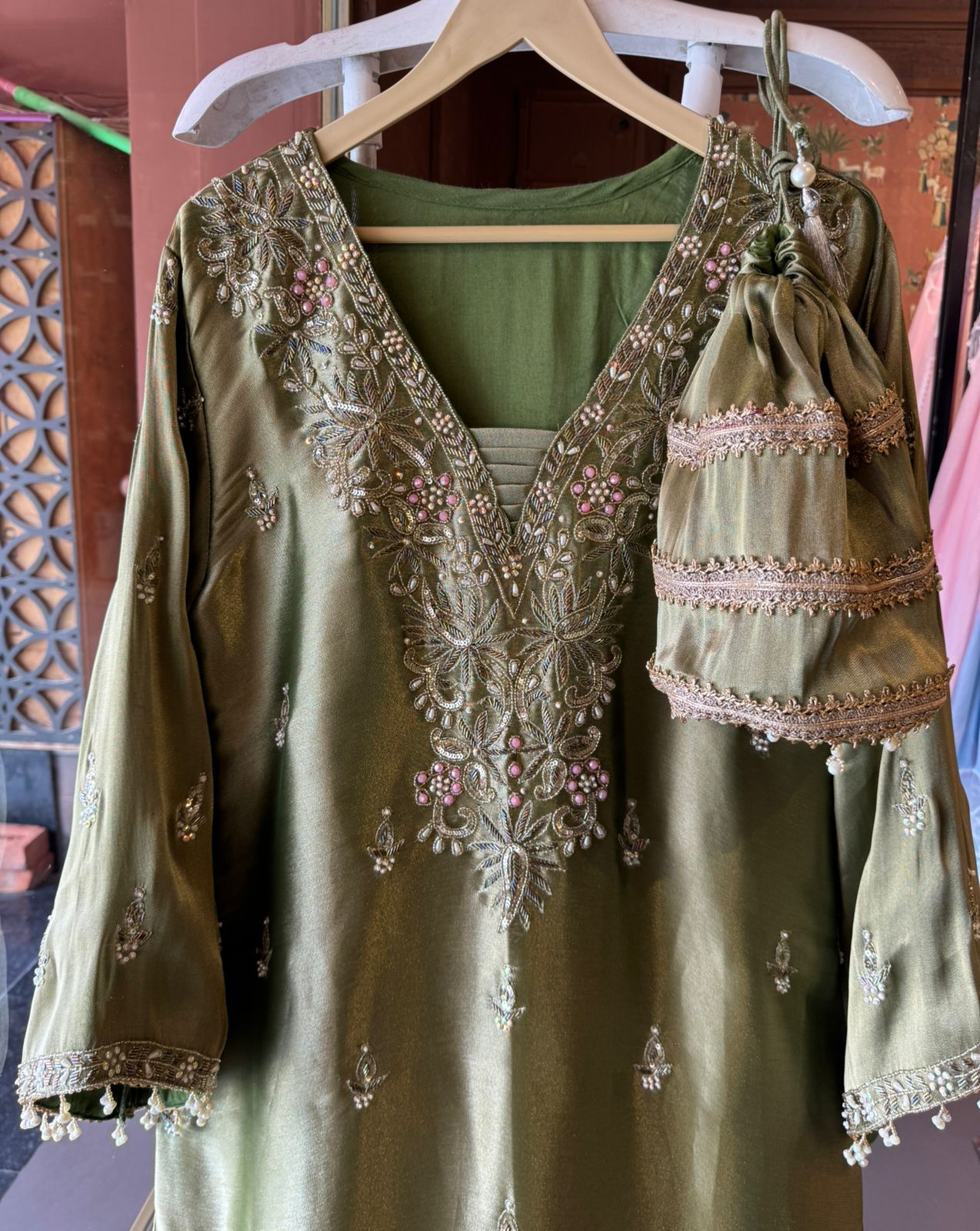 Giraffe tissue Handwork Long dress