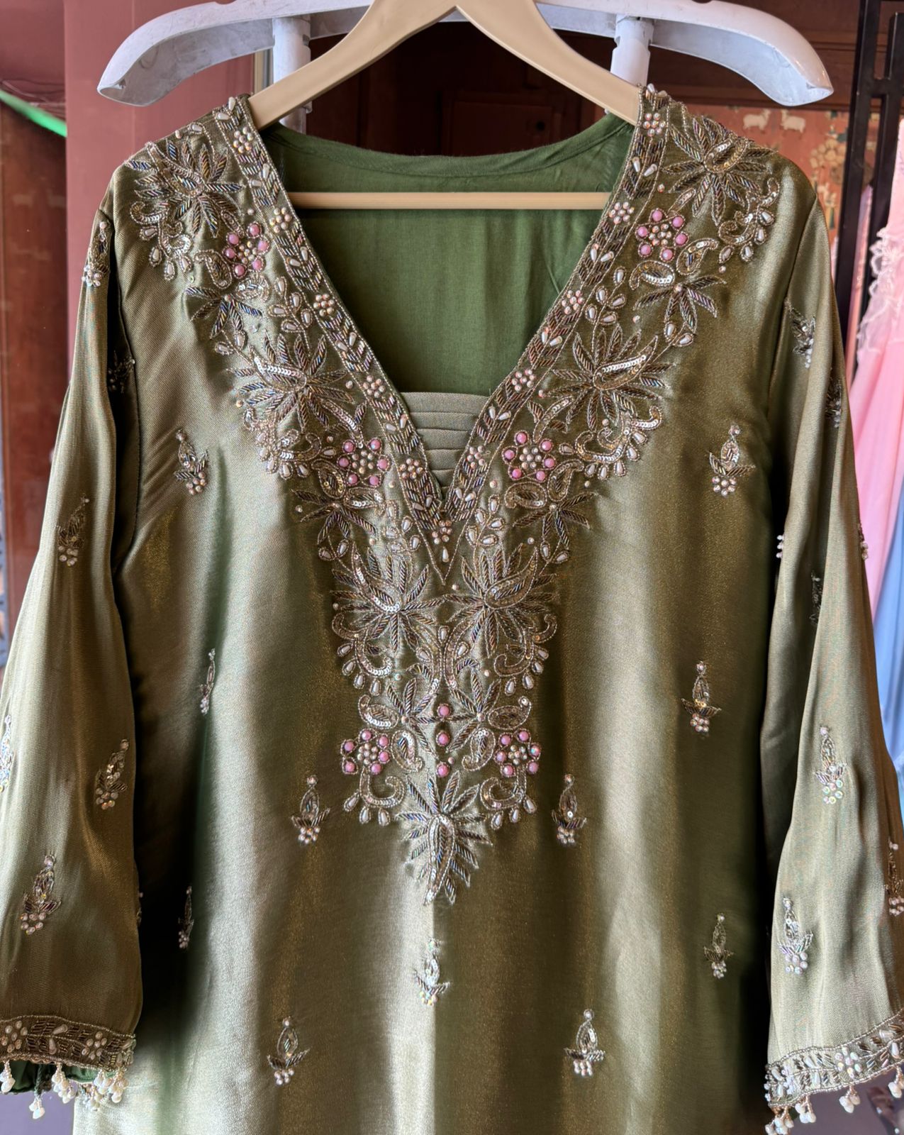 Giraffe tissue Handwork Long dress