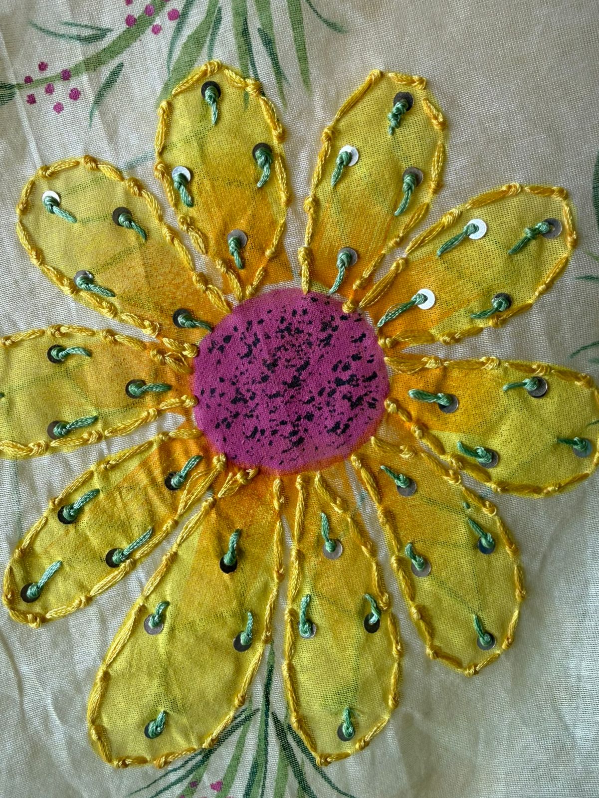 Hand-Painted Floral Mul cotton Sui